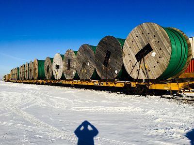 Unloading Fiberspar by Rail